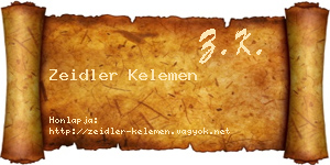 Zeidler Kelemen névjegykártya
